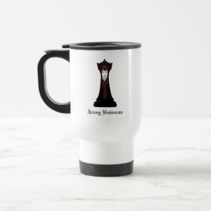 Taza De Viaje Reina del ajedrez negro / nombre personalizado