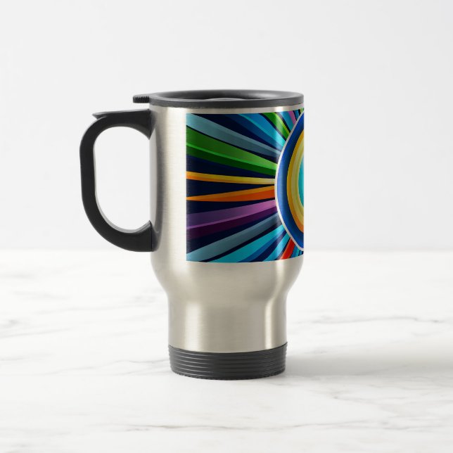Taza De Viaje Reloj de pared moderno con sol de arco iris radial (Izquierda)