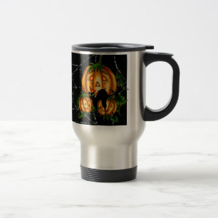 Taza De Viaje REMIENDO de la CALABAZA y SPIDERWEB de SHARON