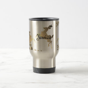 Taza De Viaje Reno bronce y copos de nieve: Mug viajero