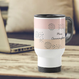 Taza De Viaje Resumen Bloque de color Doodle Peach marfil Yellow