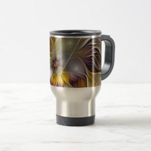 Taza De Viaje Resumen de fantasía colorida Flor Fractal Moderno