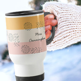 Taza De Viaje Resumen Doodle Color Block Ochre Cream Peach