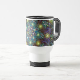 Taza De Viaje Resumen ilustrado brillante arte fractal púrpura V