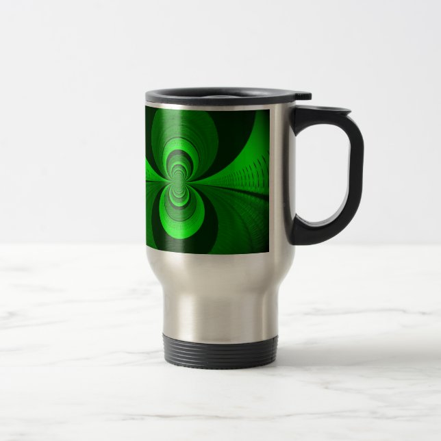 Taza De Viaje Resumen Modelo caleidoscopio Groovy Verde Brillant (Derecha)