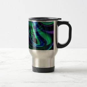 Taza De Viaje Resumen Neon Aqua N Olas azules