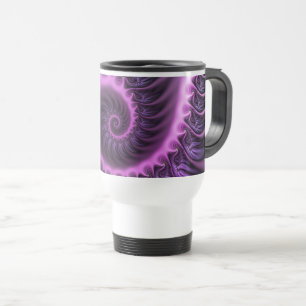 Taza De Viaje Resumen Vivid Guay Pink Purple Fractal Art Spiral
