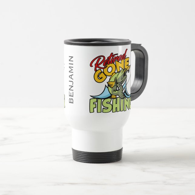 Taza De Viaje Retirado pescando personalizado (Anverso derecho)