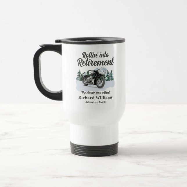 Taza De Viaje Retirement Travel Theme Classic Motorbike Rolling (Izquierda)