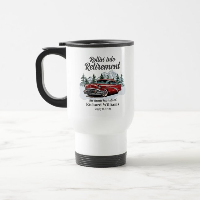Taza De Viaje Retirement Travel Theme Classic Retro Car Rolling (Izquierda)