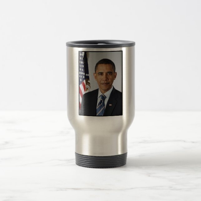 Taza De Viaje Retrato de Barack Obama en la Casa Blanca (Centro)