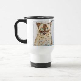 Taza De Viaje Retrato de Gato Excéntrico y Colorido