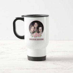 Taza De Viaje Retrato de hermanas bronce con rosas rosas rosas