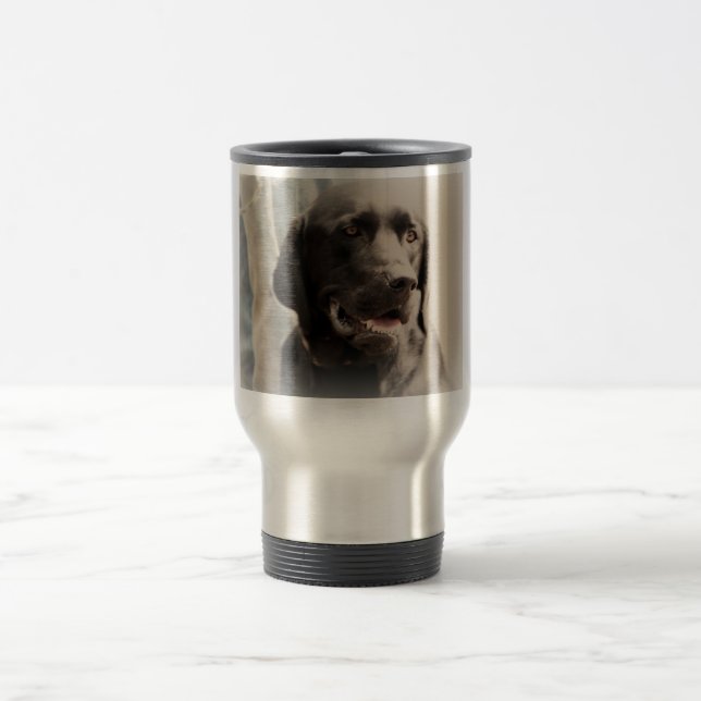 Taza De Viaje Retrato negro hermoso del labrador retriever (Centro)