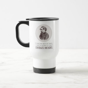 Taza De Viaje Retrato y cita de Charles Dickens