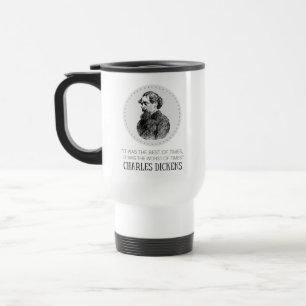 Taza De Viaje Retrato y cita de Charles Dickens