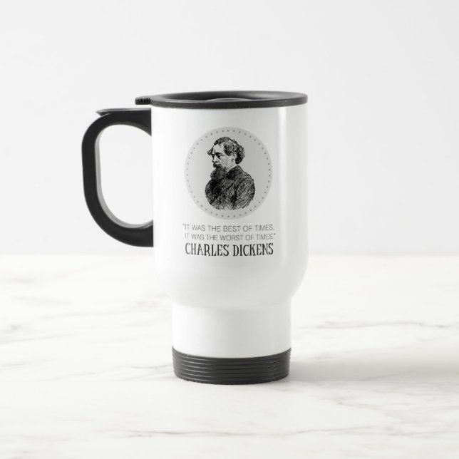 Taza De Viaje Retrato y cita de Charles Dickens (Izquierda)