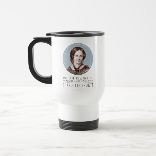 Taza De Viaje Retrato y cotización de Charlotte Bronte (Izquierda)