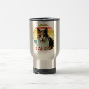 Taza De Viaje Retro 1980 Faded Sunset Calico Moggy Cat Art