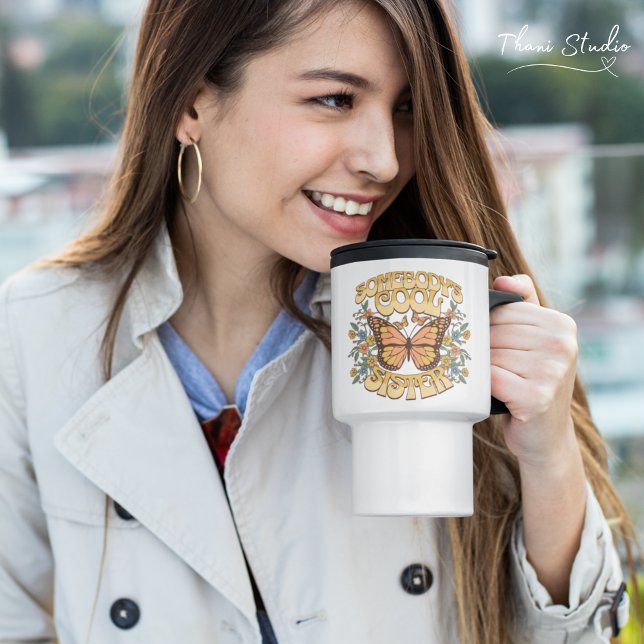 Taza De Viaje Retro de cosecha de flores silvestres de mariposa  (Subido por el creador)