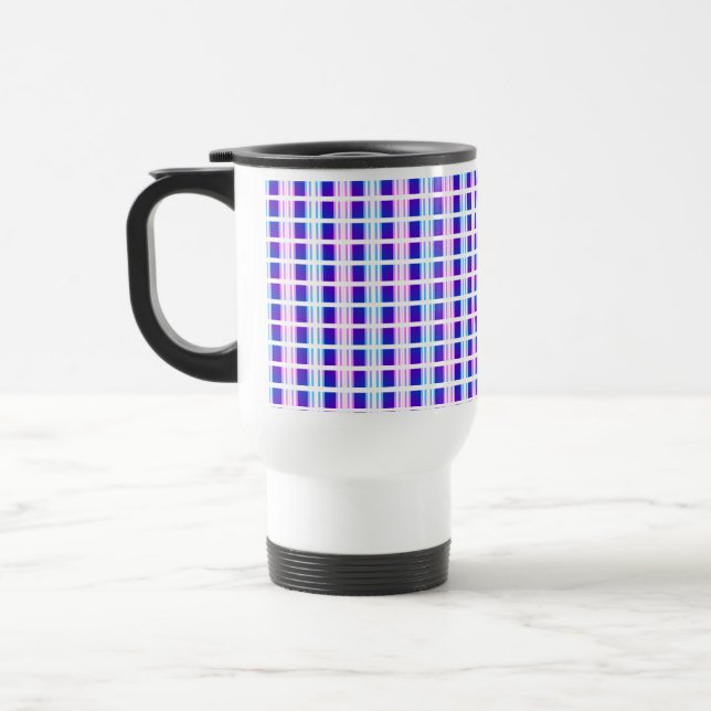 Taza De Viaje retro eléctrico rayado azul y púrpura (Izquierda)