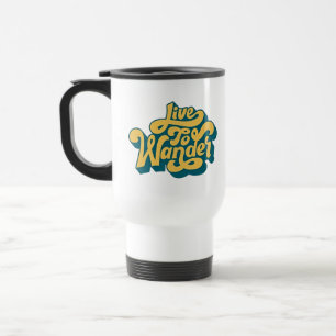 Taza de viaje retro Live To Wander estilo 70s