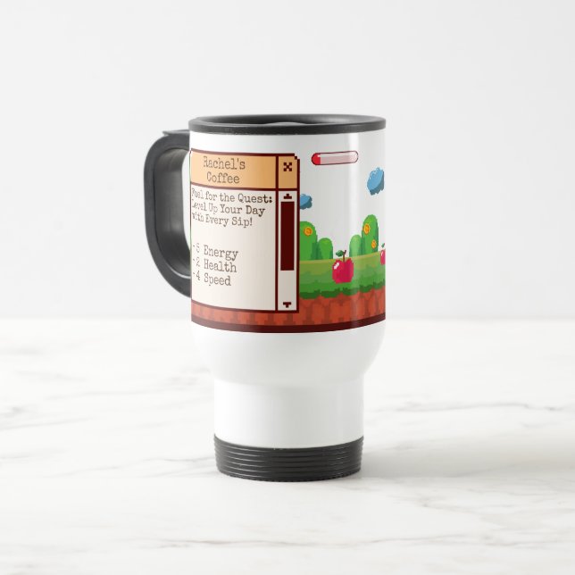 Taza De Viaje Retro Pixel Gaming personalizado (Anverso izquierdo)