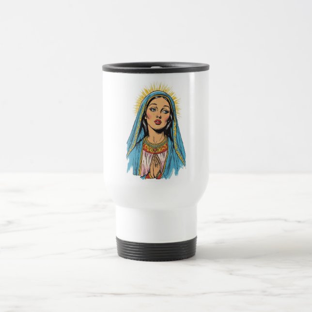 Taza De Viaje Retro Style Virgin Mary Travel Mug (Centro)