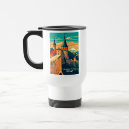 Taza De Viaje Retro Ukraine Castle Sunrise Wanderlust