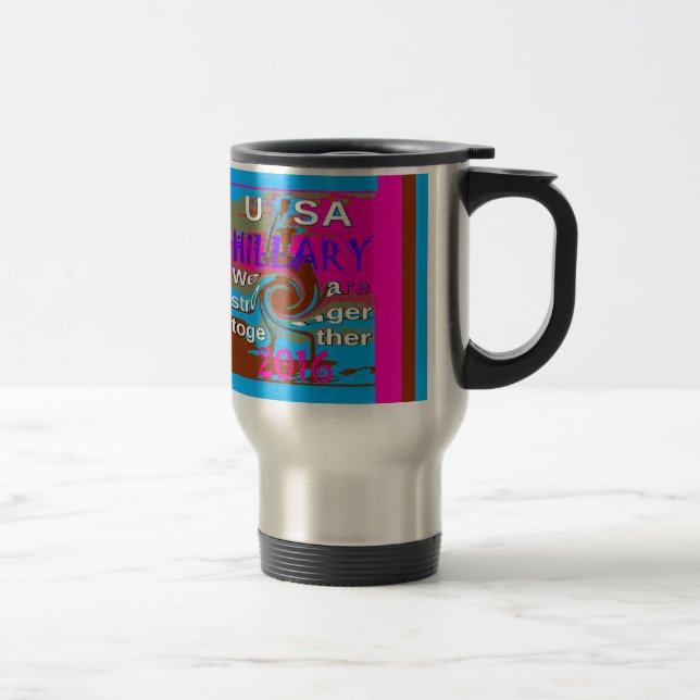 Taza De Viaje Retro USA Stronger Together Resumen Imprimir arte (Derecha)