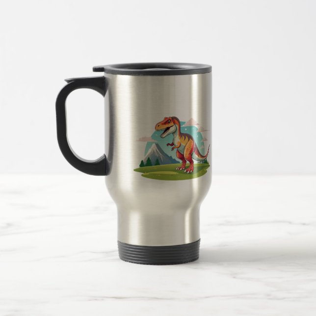 Taza De Viaje Rex de dinosaurio T con montaña (Izquierda)