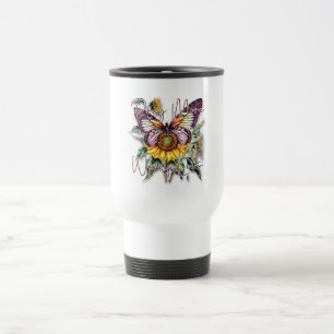 Taza De Viaje Reza más preocupación menos mariposa