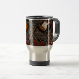 Taza De Viaje Riffs Clásicos: Guitarra Eléctrica Vintage