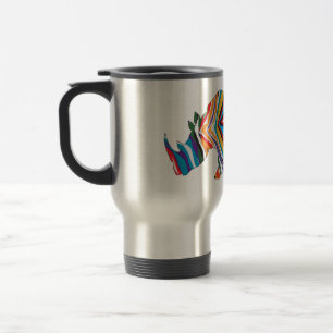 Taza De Viaje Rinocerontes en un sombrerón de cebra psicodélic