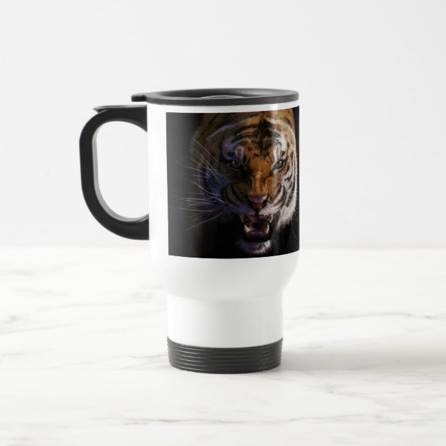 Taza De Viaje Roaring Bengal Tiger Wildlife Art Mug (Izquierda)