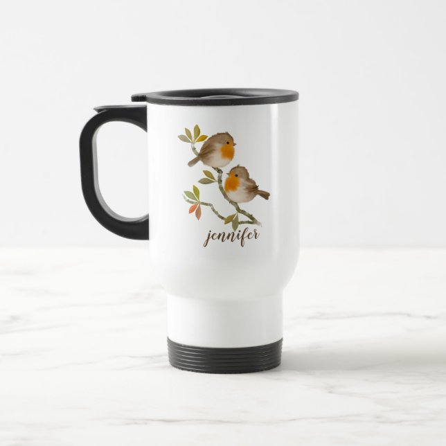 Taza De Viaje Robin Redmama Birds Personalized Travel Mug (Izquierda)