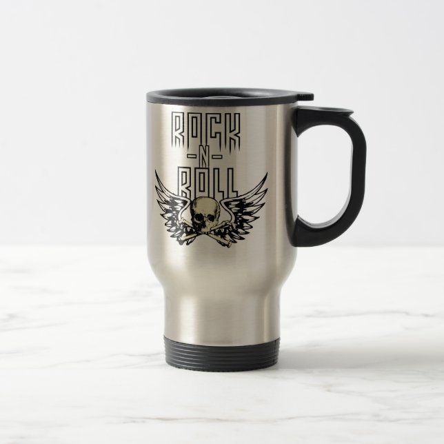 Taza De Viaje Rock n Roll Skull Con Alas (Derecha)