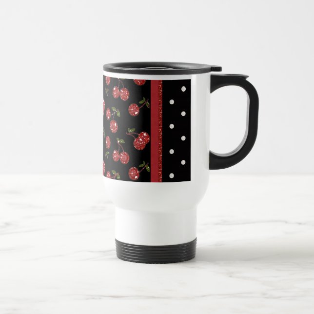 Taza De Viaje Rockabilly Muy cerezas Cerezas Negro (Derecha)
