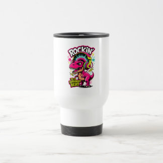 Taza De Viaje Rockin' Dino T-Rex – Amante de la Música Divertida