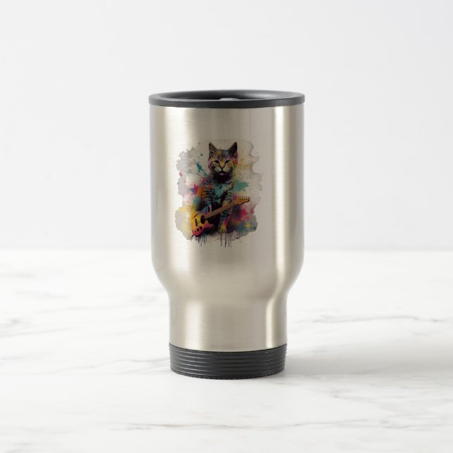 Taza De Viaje rockstar cat cat lover design  (Centro)