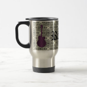 Taza De Viaje Rockstar Damask Guitar Mug, Violet