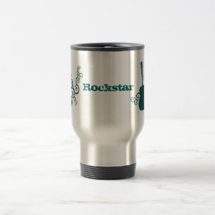 Taza De Viaje Rockstar Guitar Mug, oscuro Verde azulado
