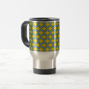 Taza De Viaje Rojo azul amarillo y bebé, Entramado, Quatrefoil