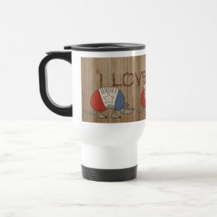 Taza De Viaje Rojo, Blanco y Azul Armadillo-I Amo Texas