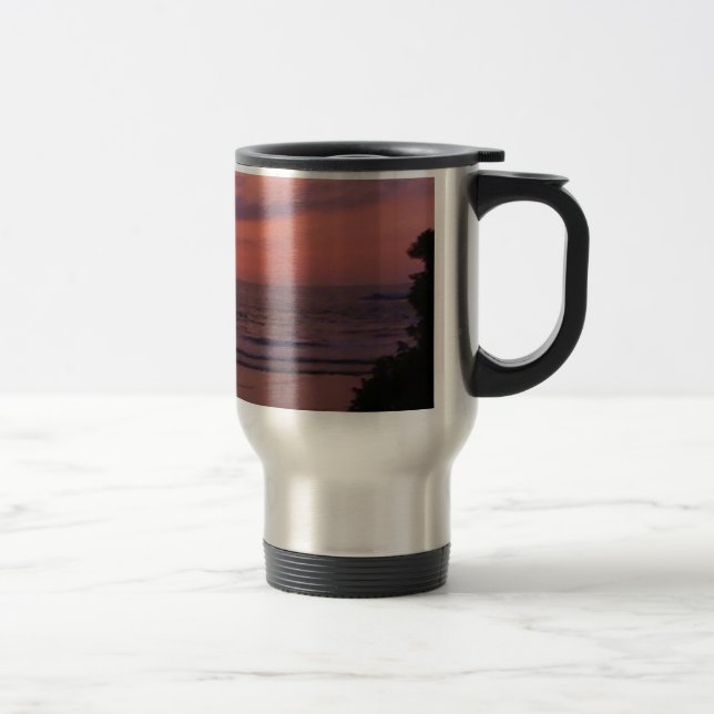 Taza De Viaje Romántica playa hawaiana del océano atardecer (Derecha)