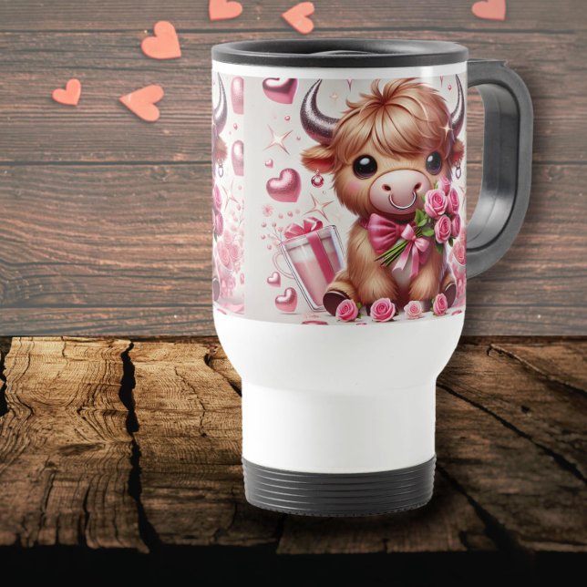 Taza De Viaje Romántico florece en San Valentín de vacas altolia (Subido por el creador)
