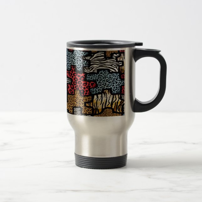 Taza De Viaje Rompecabezas de la impresión de animales en rocas  (Derecha)