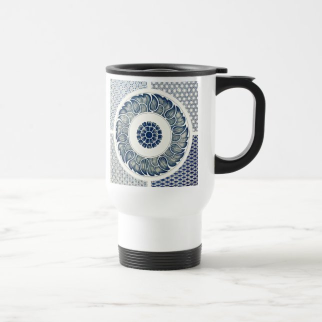 Taza De Viaje Ronda azul blanca floral china (Derecha)