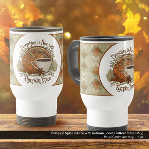 Taza De Viaje Ropa de calabaza y patrón de hojas de otoño
