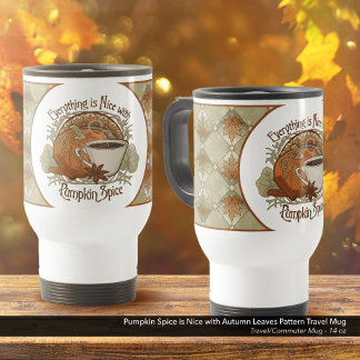 Taza De Viaje Ropa de calabaza y patrón de hojas de otoño